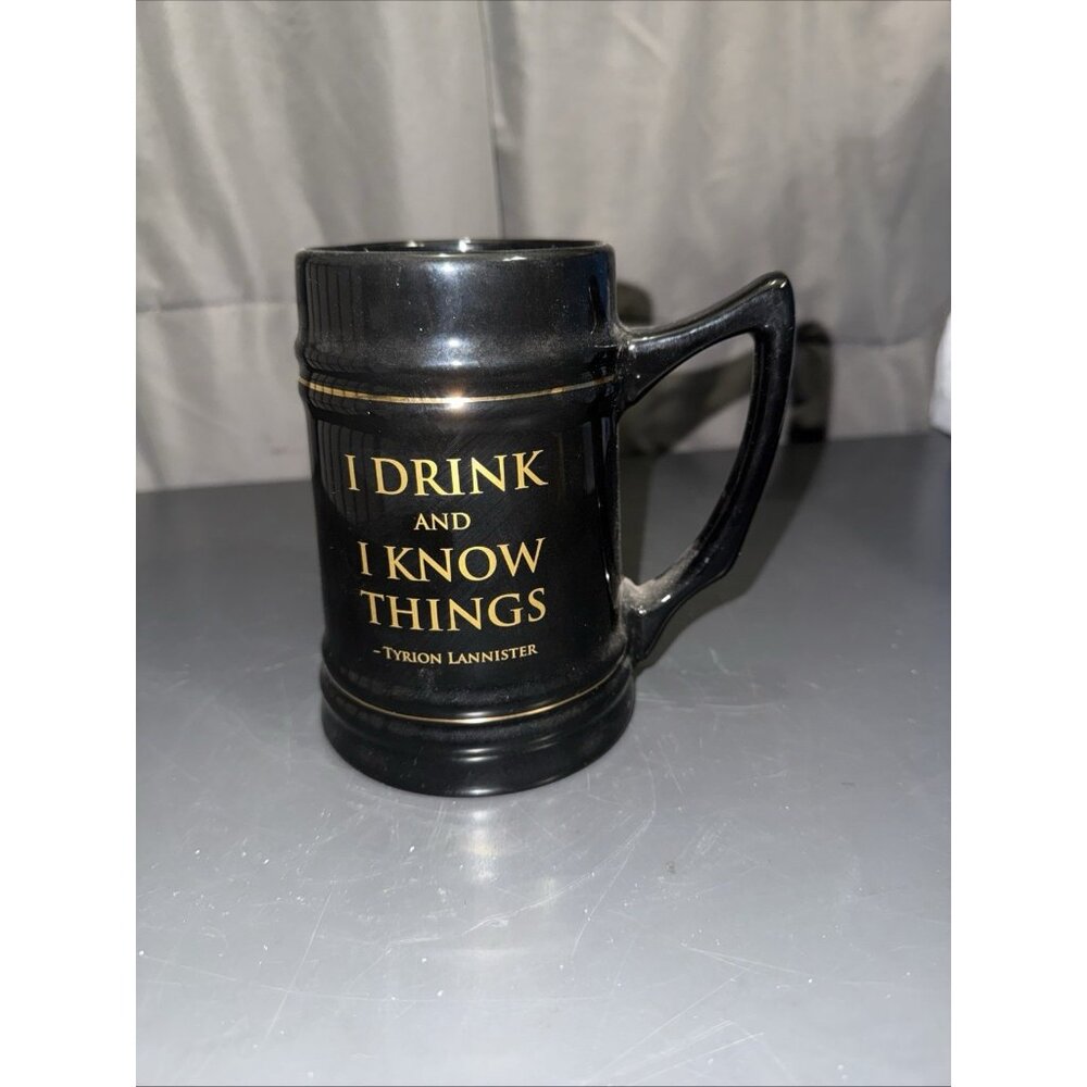2017 Game Of Thrones I Drink And I Know Things Black Ceramic HBO Coffee Mug